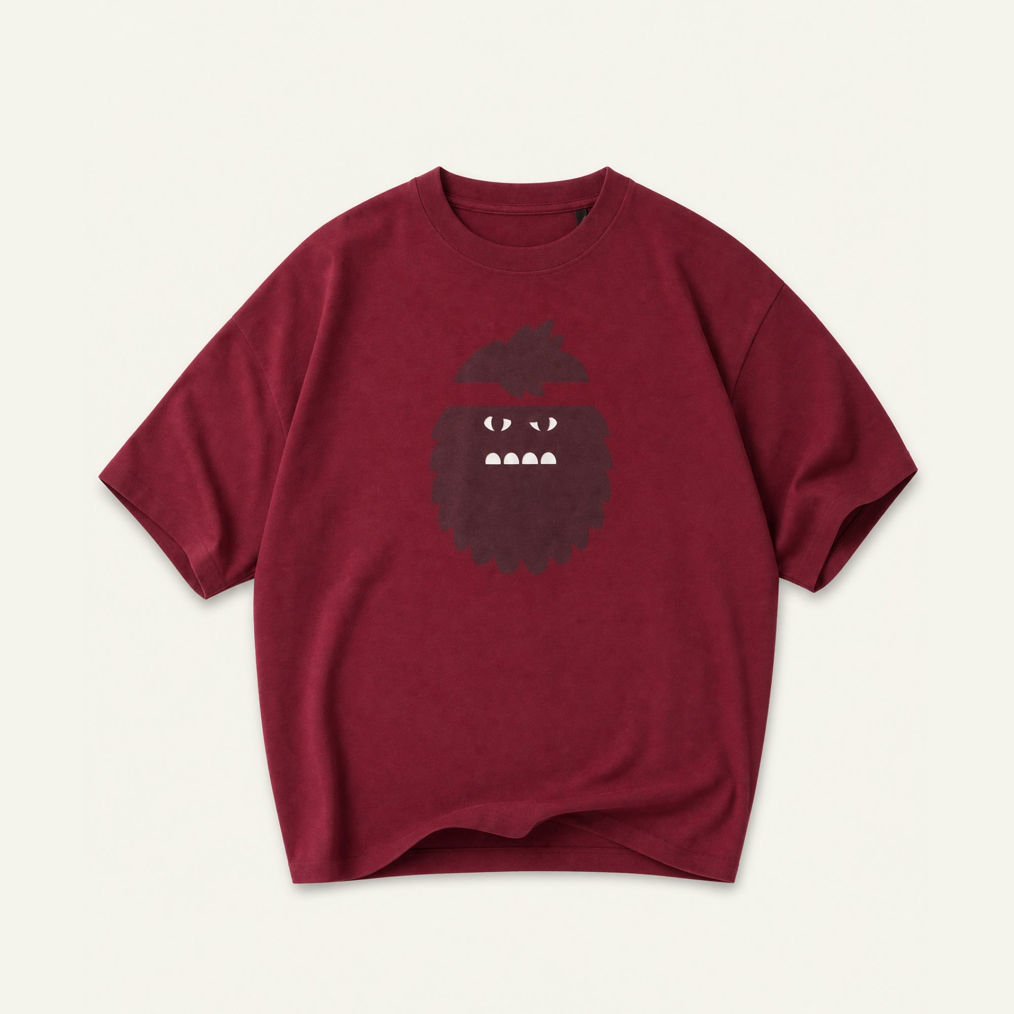Bigfoot Kick Oversized Tshirt in maroon with tonal Bigfoot logo