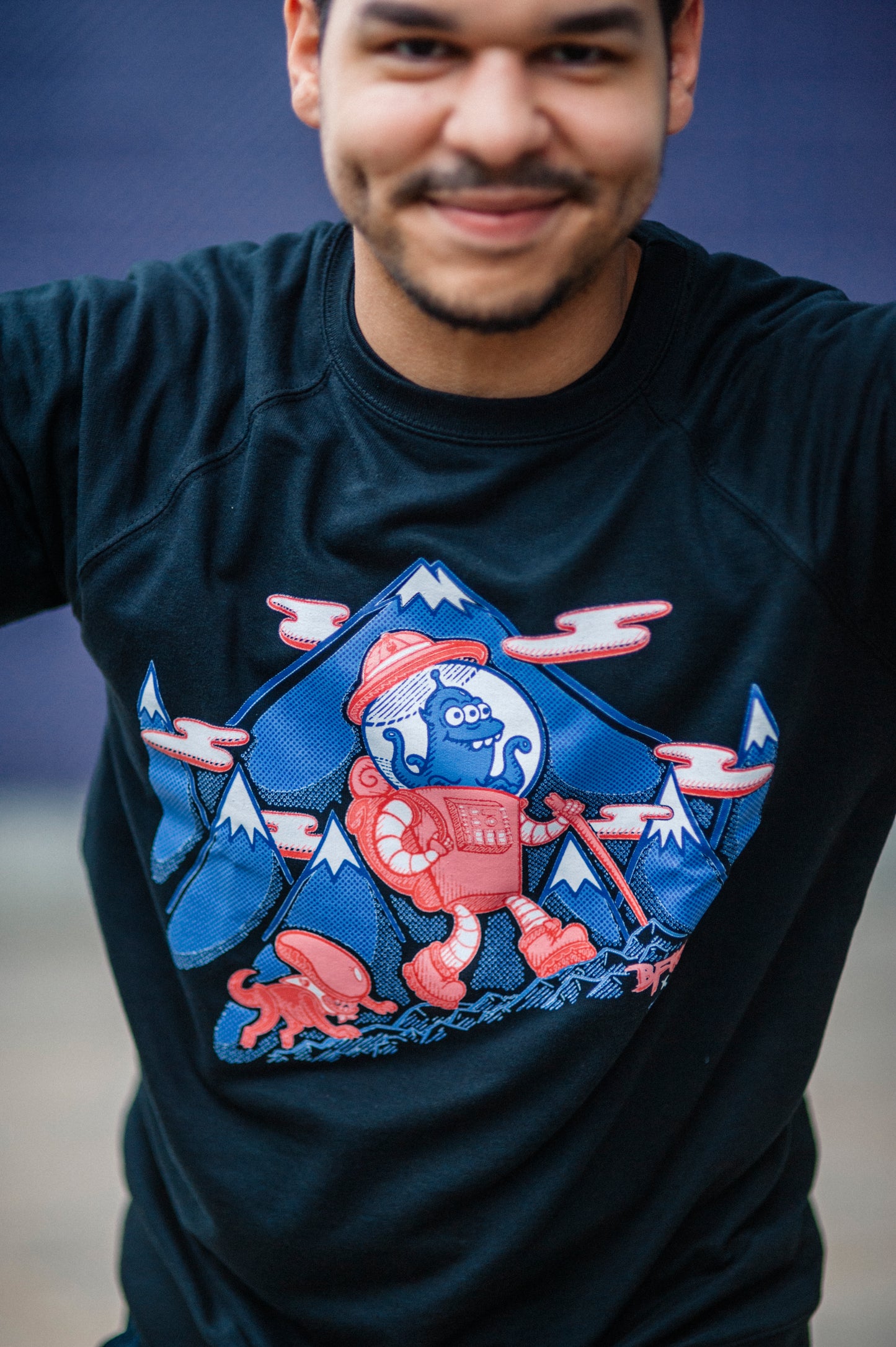 Man wearing BFK x Glorp Sweatshirt