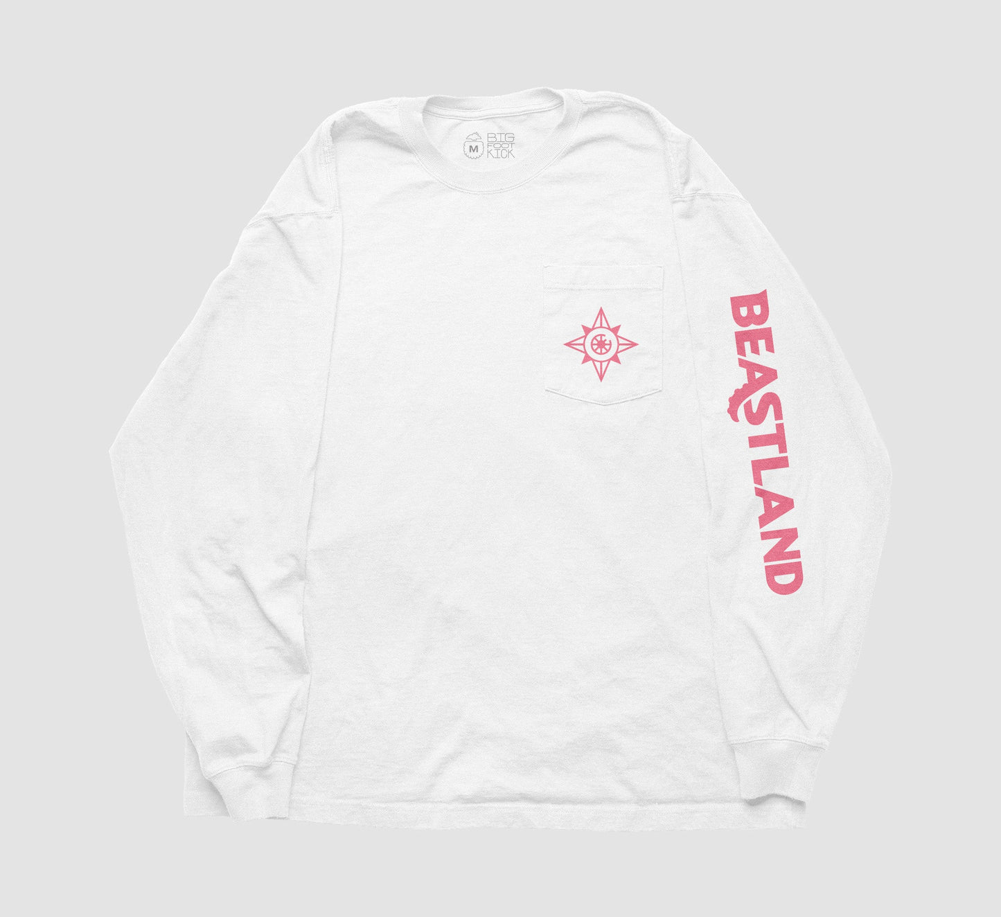 Beastland Icon Long Sleeve T-Shirt in White - Bigfoot Kick