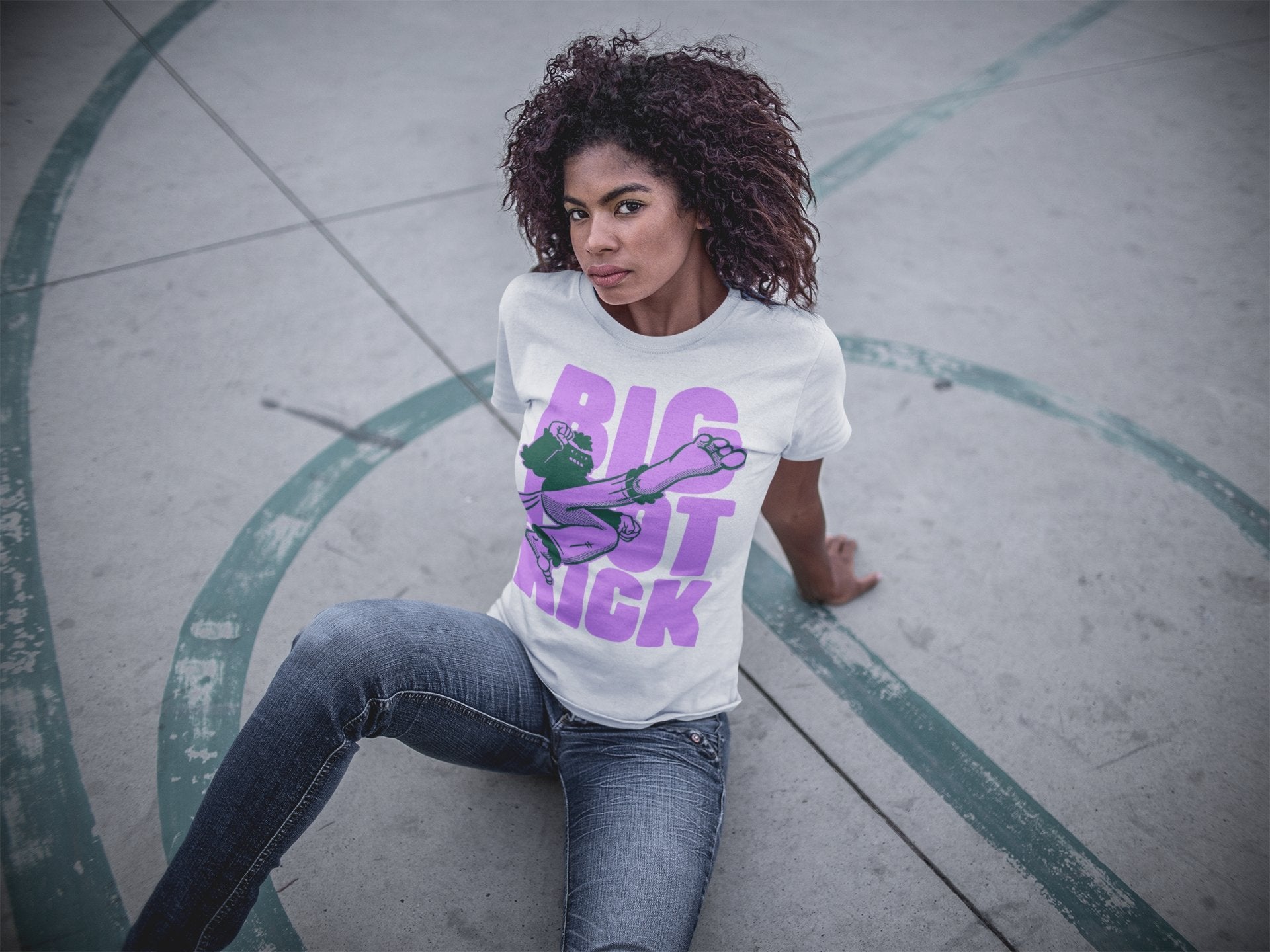 Flying Bigfoot T-shirt - Bigfoot Kick