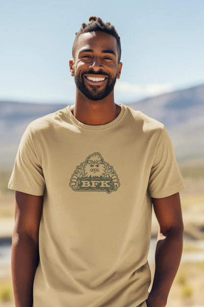 Camp Bigfoot T-Shirt in Latte - Bigfoot Kick