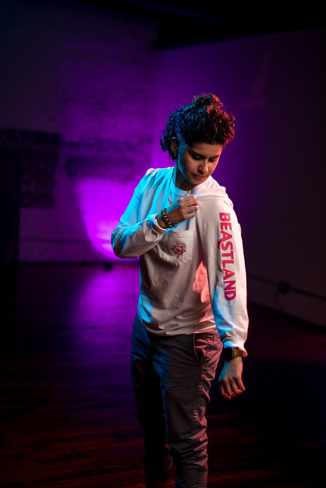 Beastland Icon Long Sleeve T-Shirt in White - Bigfoot Kick