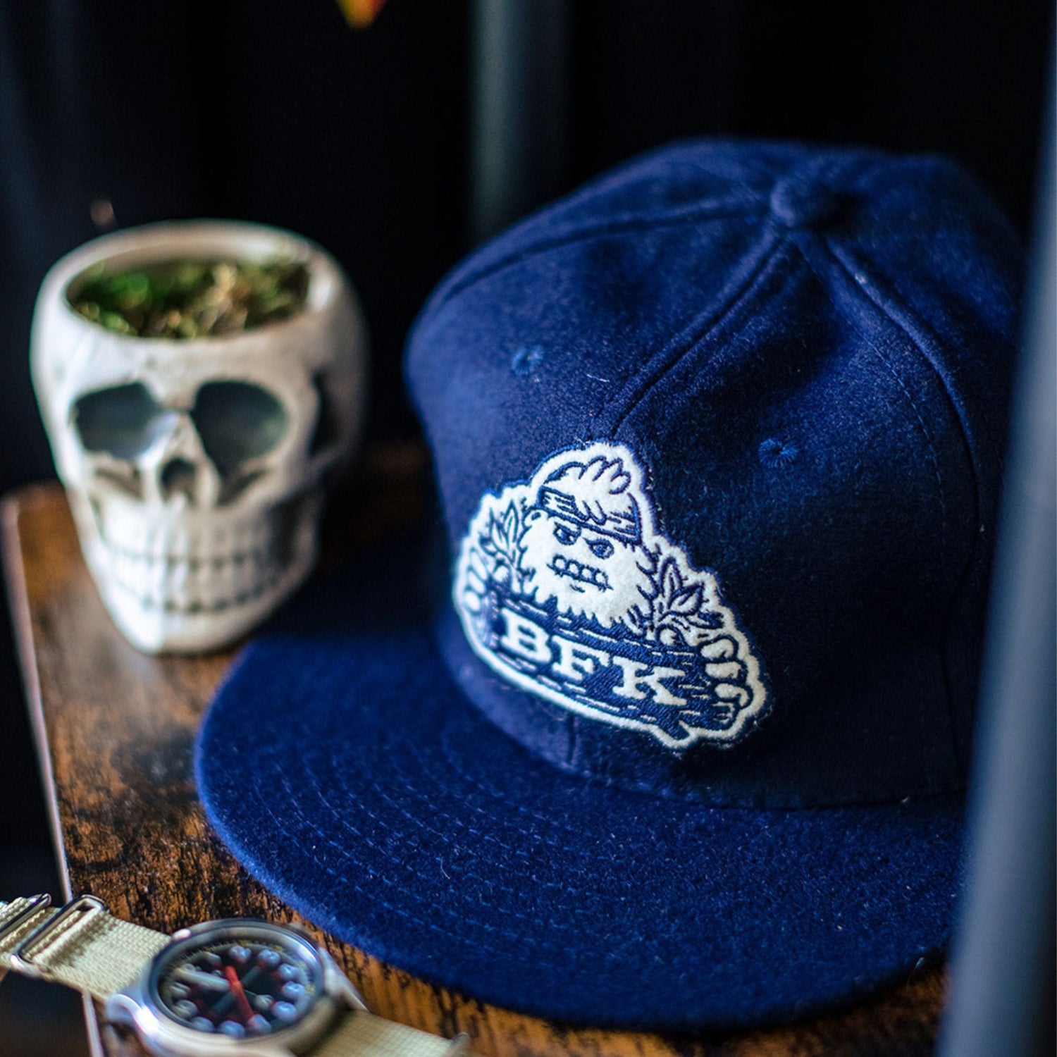 Camp Bigfoot Cap in Navy - Bigfoot Kick